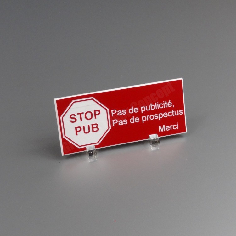 Plaque STOP PUB en acrylique, résistante aux UV et aux intempéries - 5,00€  seulement, livraison suivie offerte*