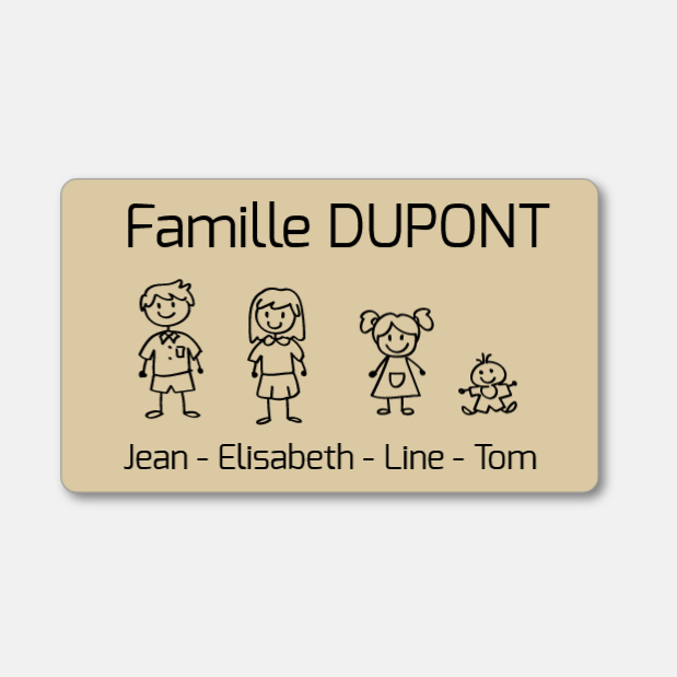 Plaque pour boîte aux lettres personnalisable familiale en PVC gravure
