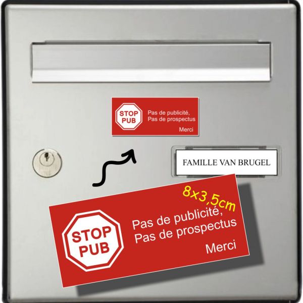 Plaque STOP PUB avec gravure inaltérable